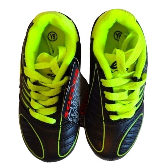 Eletto Kids Outdoor Soccer Shoes Cleats Mondo RB Jr. Black/Fluo Yellow Y9 - Picture 6 of 11